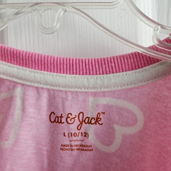Cat & Jack Pink White Heart Baseball Tshirt Size Large Girls - Picture 3 of 4